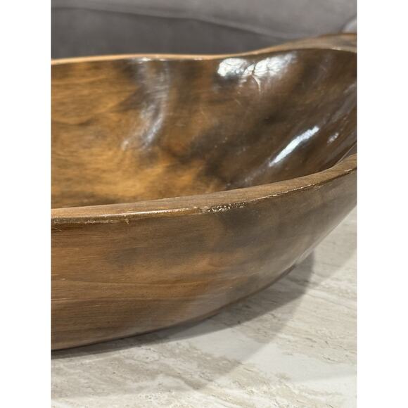 Vintage MCM Leaf Shaped Large Wood Bowl Serving Fruit Home Decor - Picture 5 of 11